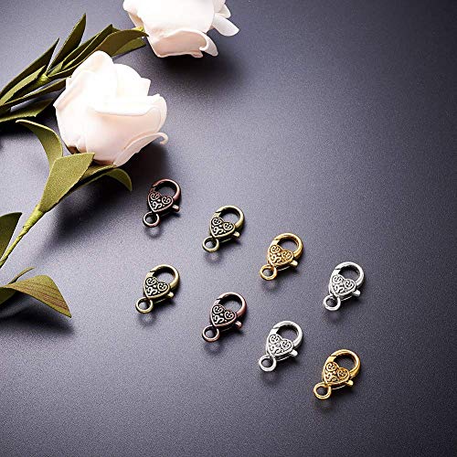 Kissitty 40-Piece 4 Colors Tibetan Antique Large Heart Lobster Clasps 1X0.55 Inch (25.5X14Mm) Jewelry Making Findings #TOP1