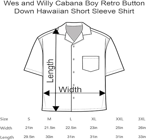 Miniatura 2 de Wes and Willy Camisa de manga corta hawaiana con botones retro para hombre universitario