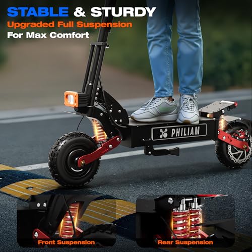 PHILIAM Electric Scooter (Red) - 7000W Motor, 55 MPH Top Speed, 70 Mile Range - Image 5