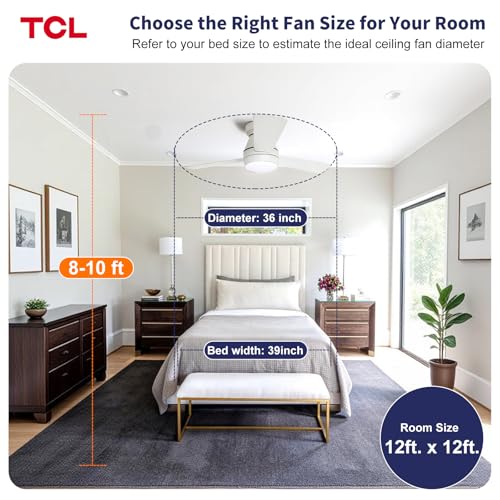 TCL 36" White Low Profile Ceiling Fans with Lights & Remote - image 7