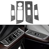 NVCNX Real Premium Carbon Fiber Car Door Side Window Lift Switch Panel Cover Trim Interior Accessories Compatible with Mazda CX9 CX-9 2016 2017 2018 2019 2020 2021 2022 2023 Black
