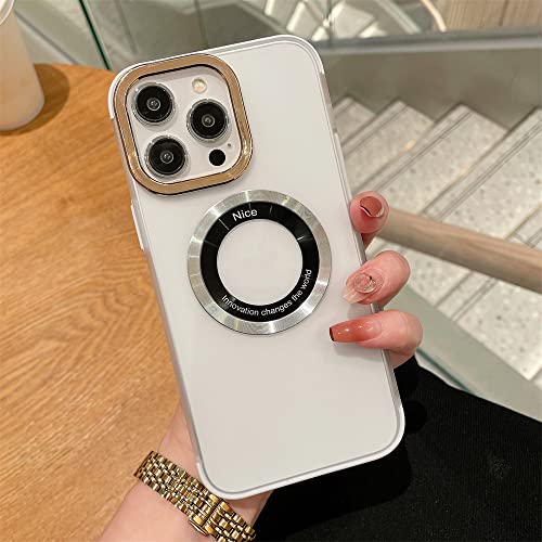 Coque antichoc PC transparente mate pour iPhone 14 Pro Max blanc magnétique