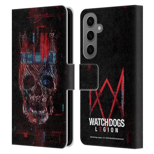 Image of Head Case Designs Officially Licensed Watch Dogs Legion Skull Glitch Key Art Leather Wallet Case Compatible With Samsung Galaxy S25