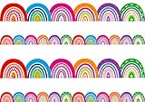 50 Feet Rainbow Bulletin Board Borders, Rainbow Die-Cut Rolled Border Trim Decoration Borders for School, Classroom, Offices Walls, Desks, Windows, Doors, Lockers