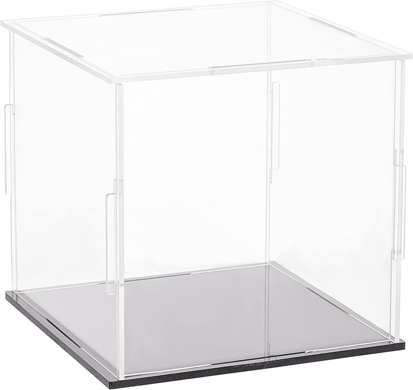 – FINGERINSPIRE Clear Acrylic Display Case with Black Base 110x110x105mm Cube Clear Self-Assembly Acrylic Box Dustproof Protection Showcase for Action Figures Collectibles Toys