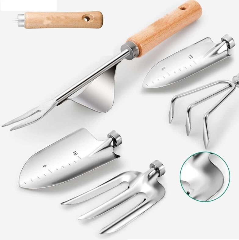 Miniatura 7 de Herramientas de jardinería 9 piezas resistentes herramientas de mano de jardinería bolsa organizadora duradera, juego de herramientas de jardín a