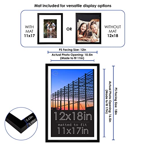 Standard Goods Home Décor Linear Picture Frame 5-pack, Black for wall or table, horizontal or vertical display (12x18) - Thumbnail 3