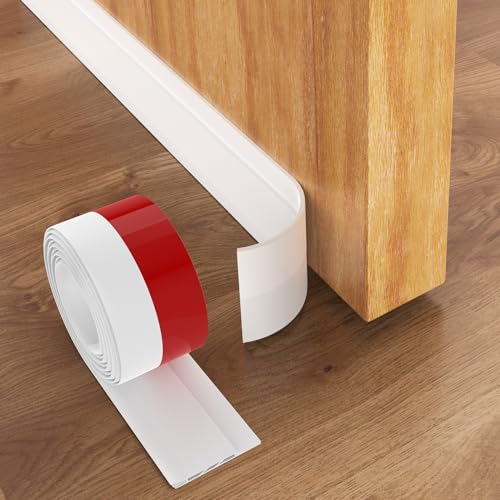 GeeRic Burlete Puerta Entrada Burlete Ventana,Burlete Bajo Puerta Autoadhesivo, burlete Puerta Garaje Bloqueador Puerta Anti-Bug De Sellado protección contra el frío y sellado (100 x 4.5cm blanco)