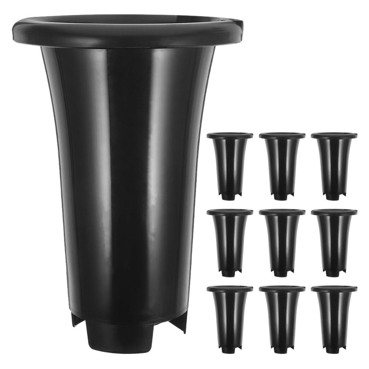Sewroro Lot de 10 Pots de Pépinière à Orchidées Noirs Extra Grands Ronds en Plastique PP Épais et Respirant 159 MM Diamètre X 249 MM Hauteur pour Jardinage et Culture en Intérieur et