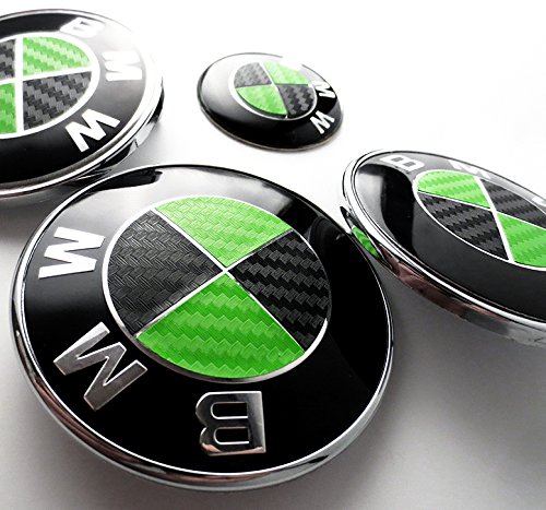 BLACK and GREEN Carbon Fiber Sticker Overlay Vinyl for All BMW Emblems Caps Logos Roundels