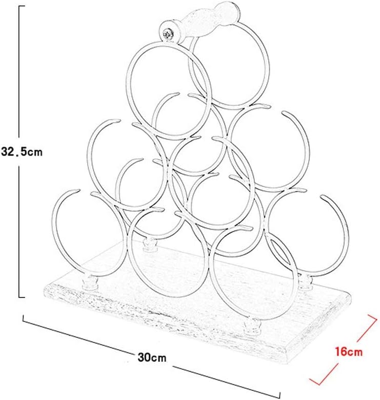 Bottle Holder Shelf Iron Pedestal 6 Bottles Wine Shelves Bottles Rack Cabinet Storage Rack Stand for Work Planes, Pantry (Brass)