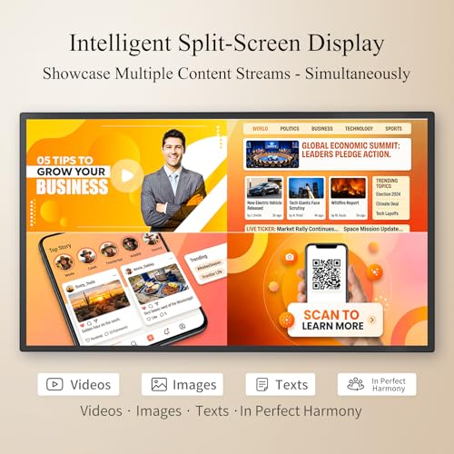 Image of 32-Inch Wall Mount Digital Signage, 10-Point Touch FHD Commercial Display