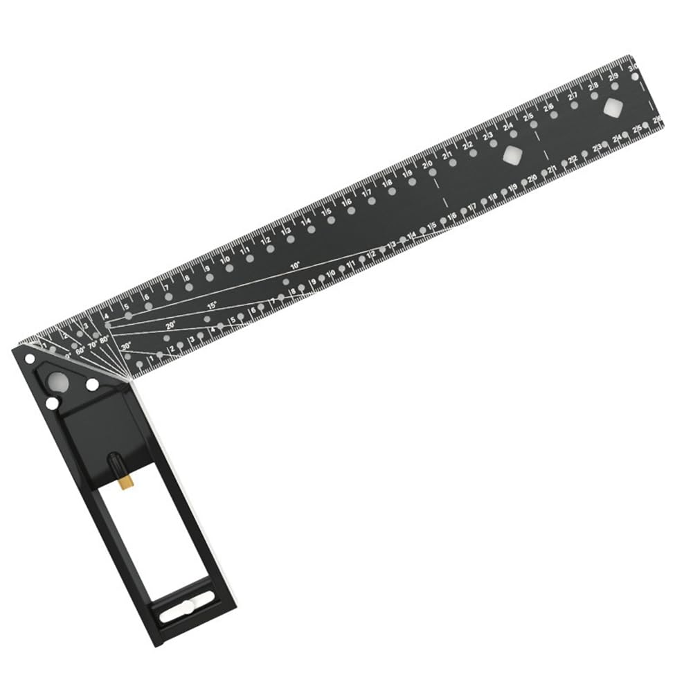 Littimoon Multi Functional Right Angle Ruler 45/90 Degree Hole Angle Ruler Positioning Marking Angle Ruler Woodworking Tool 30cm