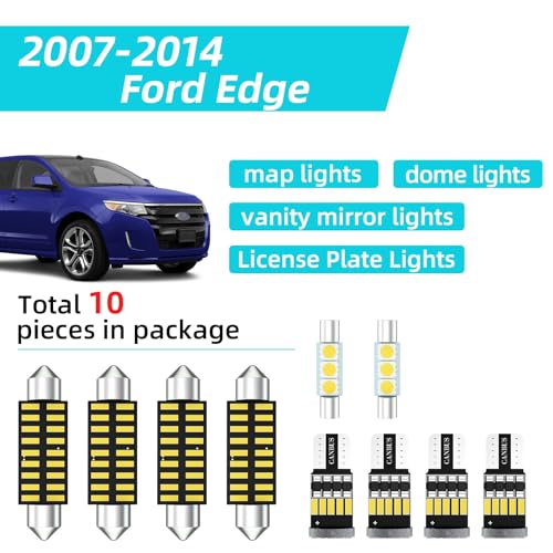 XFLHEHD 10 Piezas Luces LED Interior para Ford Edge 2007-2014 miniatura 4
