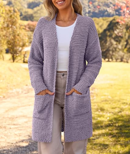 Image of MEROKEETY Women's Long Sleeve Soft Chunky Knit Sweater Open Front Cardigans Outwear Coat