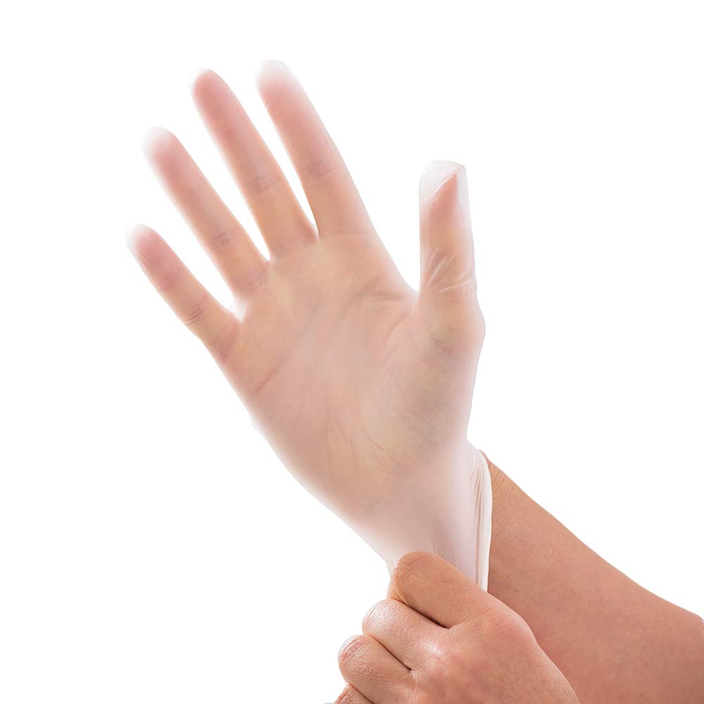 100 Clear Medium Size Disposable Vinyl Gloves Powder-Free Latex-Free