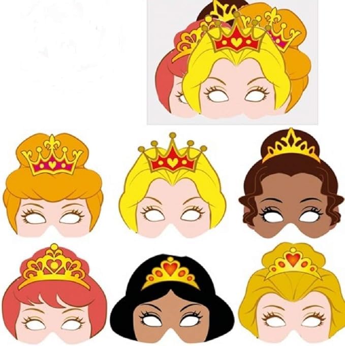 MustBeBonkers Cardboard Face Masks (Princess, 36)