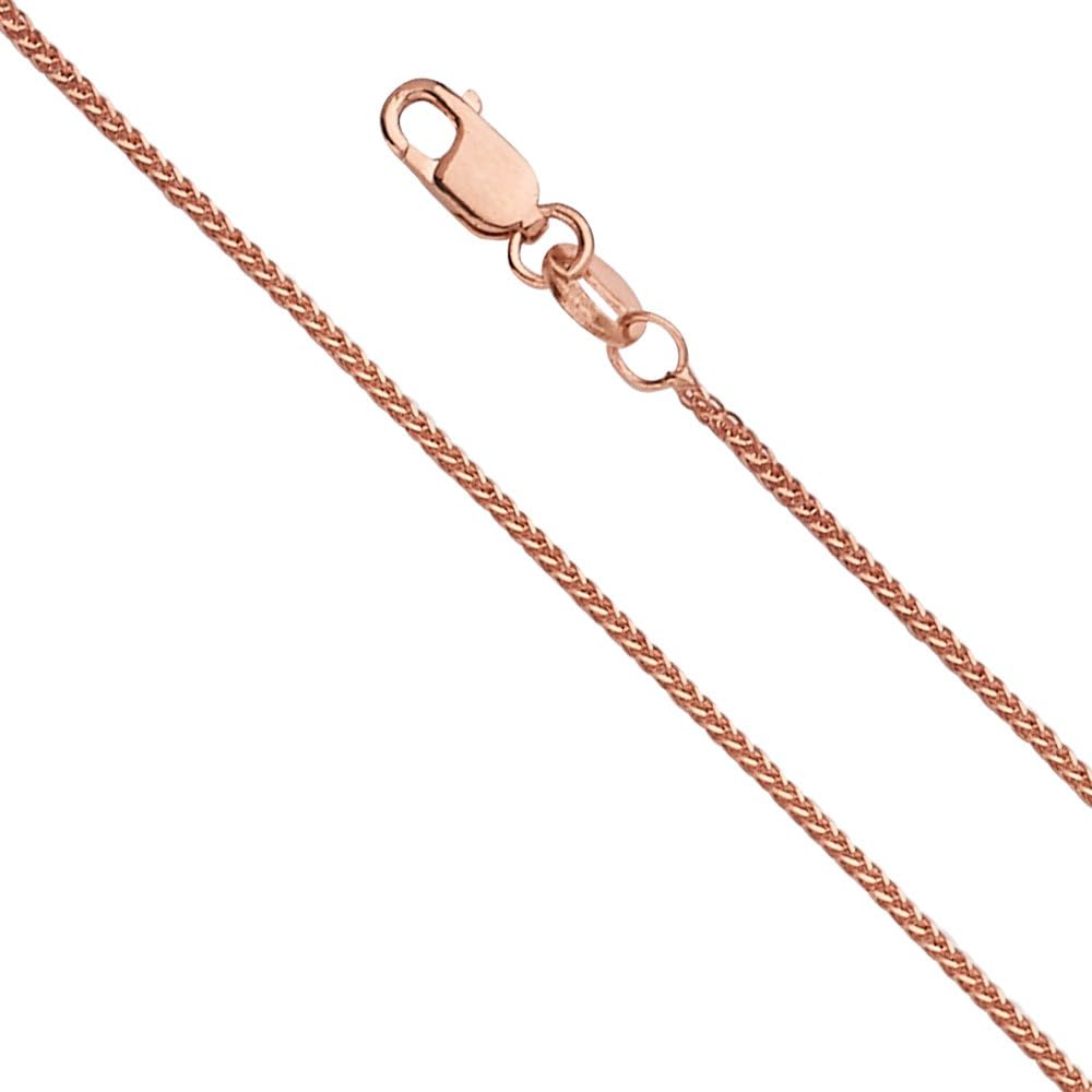 14k REAL Gold Solid Braided Square Wheat Chain Necklace with Lobster Claw Clasp - Select Option