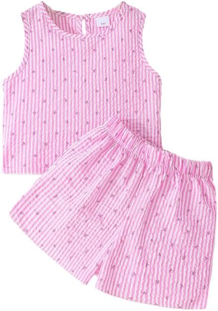 Toddler Girls Clothes Summer Outfits 2 Pcs Cute Girl Clothing Tops Matching Bottoms Casual Playwear Sets 3-8T