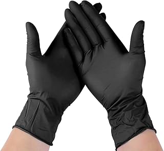 AM Safe x Nitrile Powder-Free Gloves (Black, Small) - , Pack of 10 Pieces