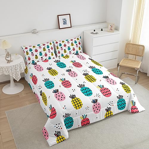 Colorful-Pineapple-Print-Comforter-Set-Queen-Size-Cartoon-Tropical-Fruits-Bedding-Set-3Pcs-Boho-Dots-Quilt-Set-for-Kids-Girls-Boys-Women-Bedroom-Decor-Fashion-Summer-Duvet-Insert2-Pillowcases 51FcktE m0L