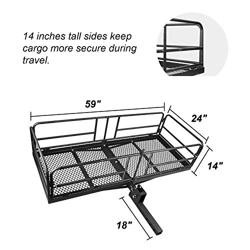 XCAR Hitch Mount High Side Cargo Carrier Rack Luggage Basket with Hitch Tightener for Car with 2" Receiver