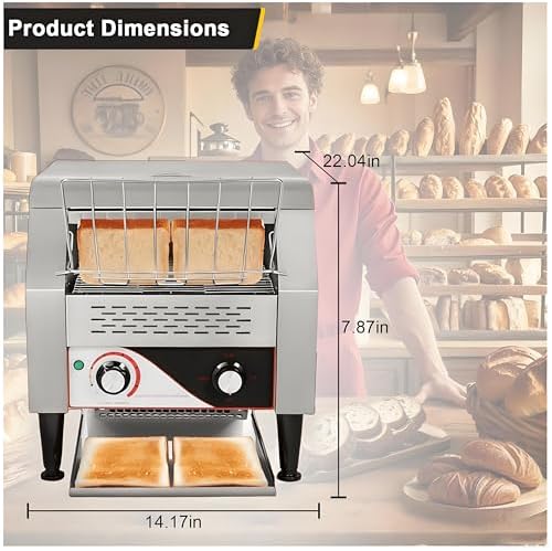 Heavy-Duty Commercial Electric Toaster - 150/300/450 Slices/Hour, 7-Level Stainless Steel Rotating Toaster for Buns, Bagels, Bread & Waffles in Restaurants