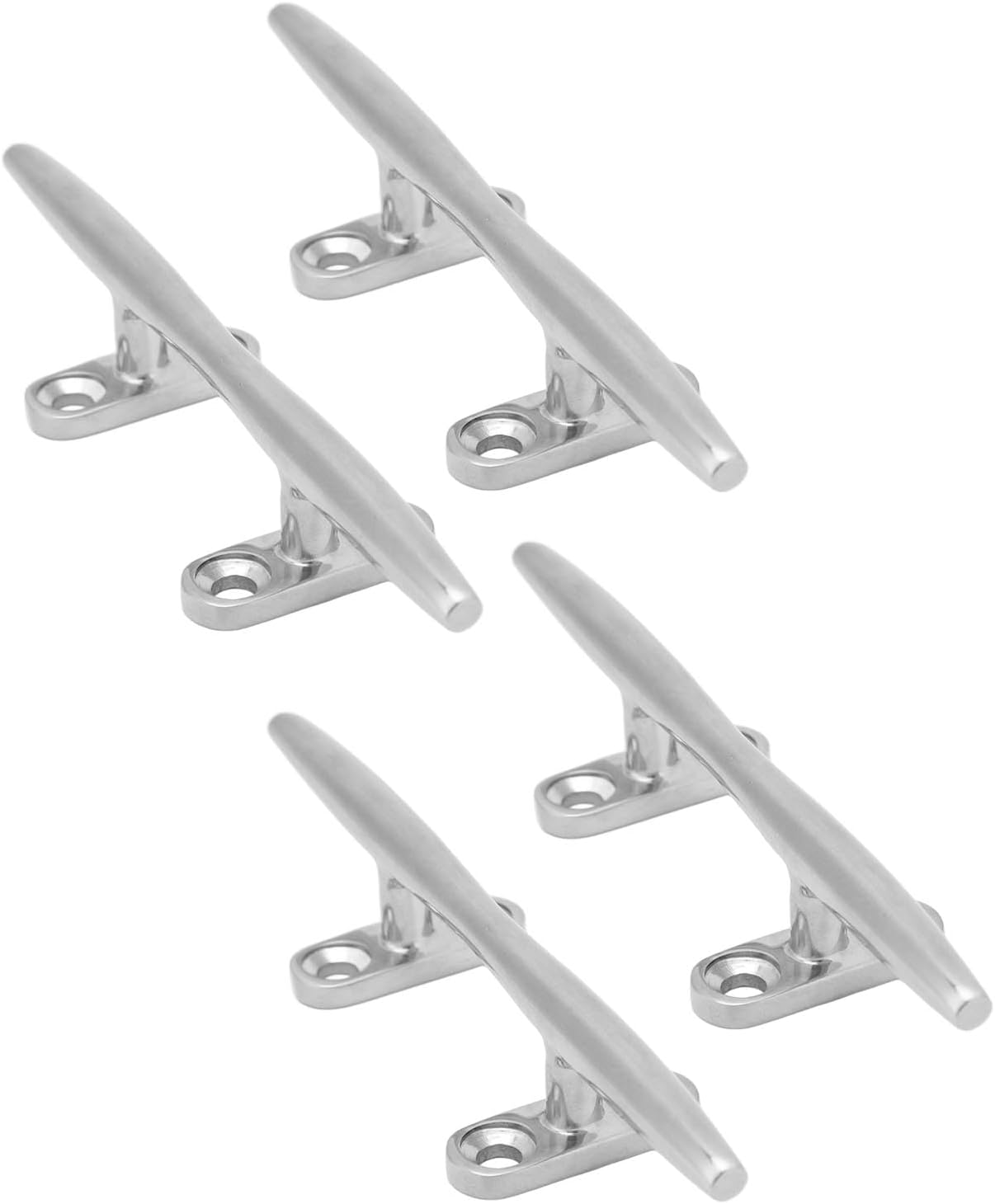 6 Inch 316 Stainless Steel Boat Cleats - 4 Pcs Marine Grade Dock Cleats with Open Hollow Base for Mooring Rope Tie Down on Deck Yacht Kayak