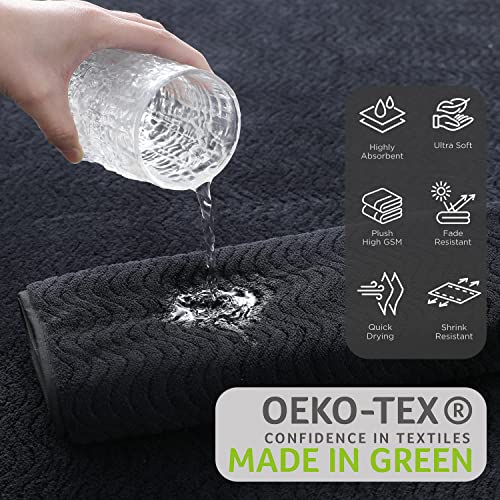 Jessy Home Black 8 Piece Bath Towel Set |2 Oversized Large Bath Sheet,2 Hand Towels,4 Washcloths| Soft Luxury Towel Set For Bathroom Hotel,Highly Absorbent Quick Dry 600Gsm Bathroom Towel Collections #TOP3