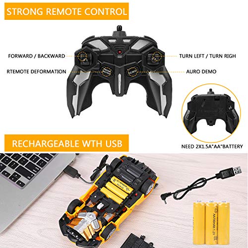 FIGROL Transform RC Racing Car, Upgraded 2020 Independent 2.4G Remote Control Robot Deformation Car Toy for Children RC Racing,with One Button Transformation & 360°Rotating Drifting - Thumbnail 4