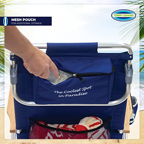 Tommy Bahama 5-Position Classic Lay Flat Folding Backpack Beach Chair, Polyester, Navy #TOP7