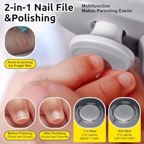 Image of SNOWIE SOFT Electric Nail Clipper with LED USB 2 in 1 Electric Nail Clippers File with 2 Speeds Anti-splash Electric Nail Trimmer with Nail Dust Bin Safe Electric Nail Clipper for Baby, Adult