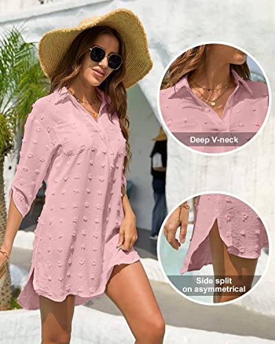 Image of QUCH Swimsuit Coverup for Women,Beach Coverup Dresses Bathing Suit Cover Ups for Swimwear Women Swim Shirt