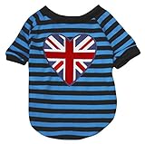 Cotone elasticizzato maglia Petitebelle cucciolo di cane vestiti vestito British Heart Blue Black Stripes t-shirt