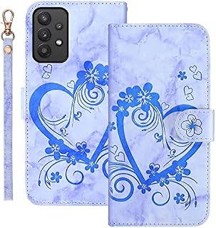 Ailisi Flip Case for Samsung Galaxy A13(4G) SM-A135F (6.6 inch), Classic Love Heart Floral Pattern Marble PU Leather Wallet Phone Cover with Card Slots, Kickstand, Flower Magnetic Closure-Black