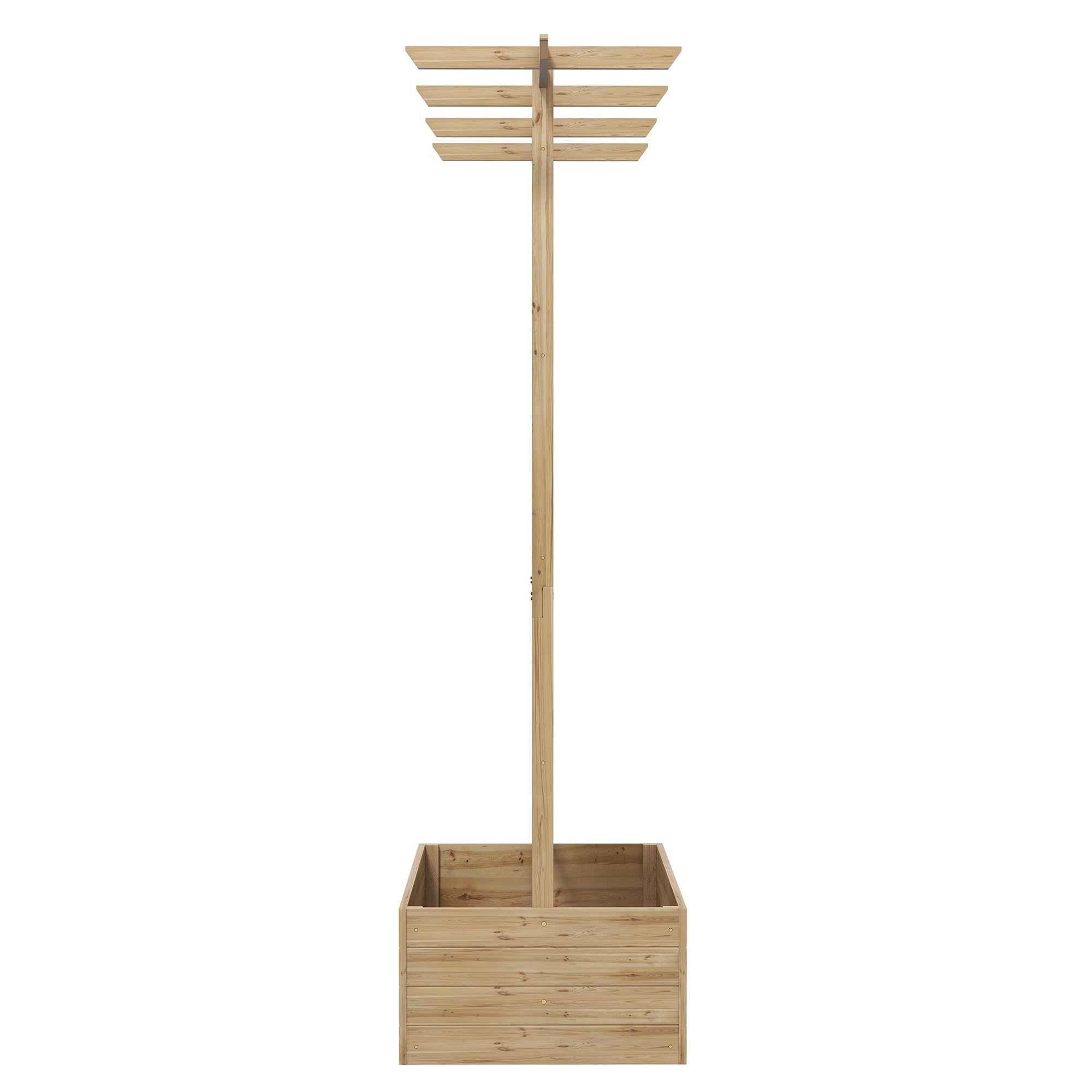 Outsunny Letto Rialzato per Orto con Traliccio e Pergola, Cassone per Orto e Giardino per Piante Rampicanti con Fondo Aperto, 160x55x183cm, Legno Naturale