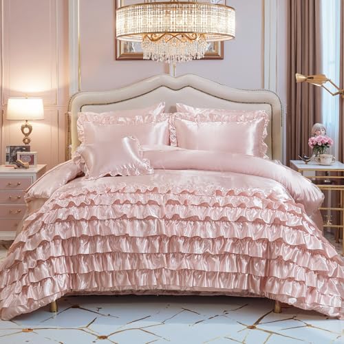 MOVE OVER Light Pink Ruffle Comforter Set King Size 8