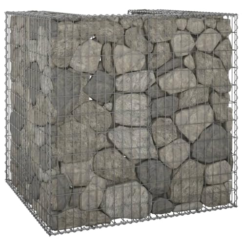 CHARMMA Gabion Wall for Garbage Bin Galvanized Steel 43.3\"x39.4\"x43.3\",Waste Container Enclosures-151298
