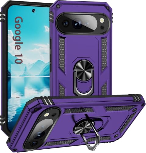 Image of REALCASE Google Pixel 10 Back Cover Case | Heavy Duty Dual Layer Hybrid Shock Proof Armor Defender Ring Case Back Cover for Google Pixel 10 5G (Purple)
