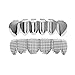 Produktbild dailymall Fang Grill Top Unten Set Zähne Hip Hop Silber Ton Reißzähne Grills 18k
