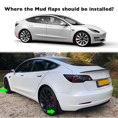 Image of Mud Flaps for Tesla Model 3 2016-2023 Splash Guards Matte Black Front Rear Fender Protection Mudflaps No Need to Drill Holes (Set of 4, Upgrade Version)
