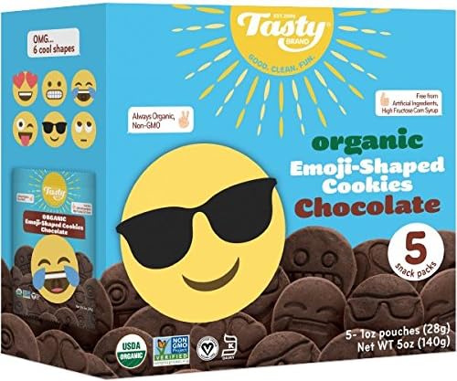 Tasty Brand Organic Emoji-shaped Cookies, Chocolate, 5 Ounce