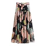 Damen Dehnbar Faltenrock Schulmädchen Skater Tennis Mini Rock Frauen Strandkleid Bohemian High mittlere Chiffon Taille Blumenrock