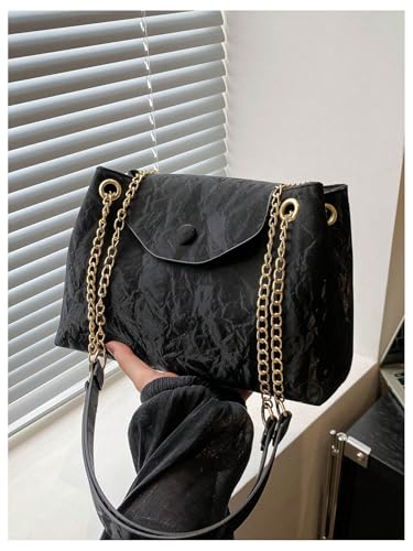 SweatyRocks Women's Suede Leather Bags Minimalist Chain Shoulder Bag Medium Church Purse Winter Fall3