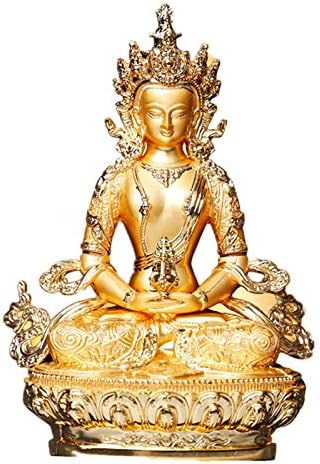 LongevityAmitayus 5 pulgadas Eficaz Tranic Oro Buda Aleación Metal Budista Proveedores Hogar Oficina Decorar Estatua Artesanía Regalo Novedad