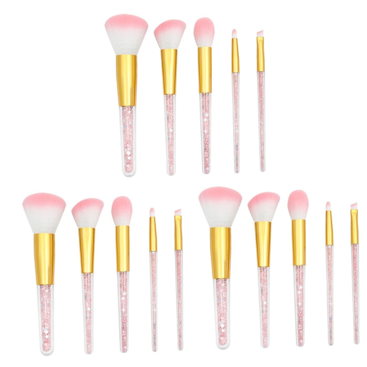 Healeved 15pezzi Pz Di Pennelli Per Trucco Con Manico Trasparente e Setole Morbide Kit Completo Per Fondotinta Cipria e Sopracciglia Accessori Per Trucco Professionali e Quotidiani Per