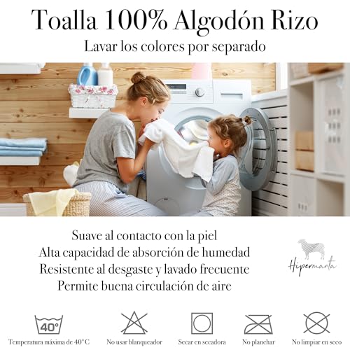 Miniatura 6 de Hipermanta Juego De 2 Toallas 100 Algodon. 500 Gr M2. 2 Toallas Ducha Grande 100x140 Alta Absorcion. Suaves Y Resistentes Aptas Para Gimnasio. Color Negro