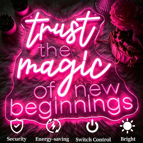 Image of Trust the Magic of New Beginnings Neon Sign Led Neon Lights Neon Signs for Wall Decor Light Up Sign for Birthday Party Club Gift