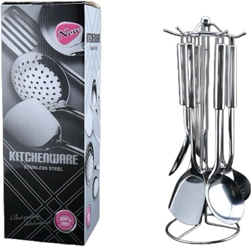 Miniatura 6 de Juego de utensilios de cocina de acero inoxidable, juego de 5 utensilios de cocina de acero inoxidable, juego de utensilios de wok que incluye