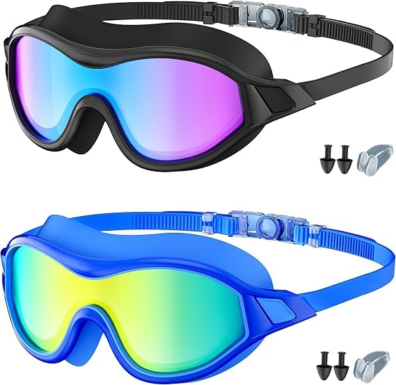Vaeqozva Swimming Goggles, Goggles, kids Swimming Goggles, kids Goggles, Swimming Goggles Kids 6-14, Swimming, Goggles Swimming Adult, Swim Goggles (dark black+ dark blue)